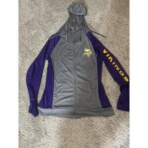 Minnesota Vikings Jacket Womens Small Gray Purple NFL Football Full Zip Fanatics